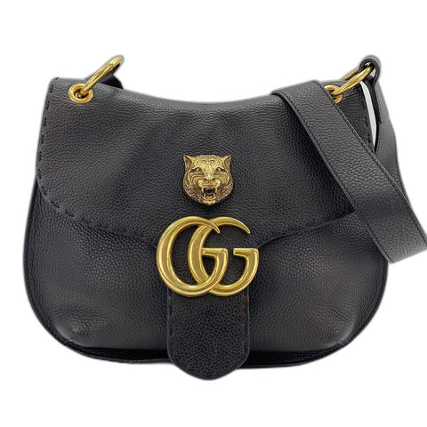 GUCCI GG Marmont Tiger Head Shoulder Bag leather black WS32900