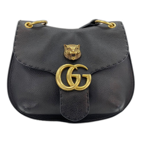 GUCCI GG Marmont Tiger Head Shoulder Bag leather black WS32900