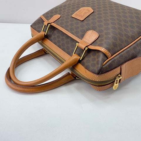 CELINE mini macadam Boston bag PVC Brown WS32906