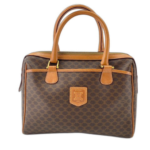 CELINE mini macadam Boston bag PVC Brown WS32906