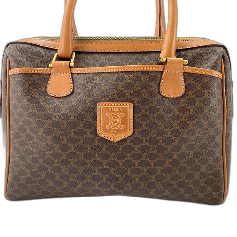 CELINE mini macadam Boston bag PVC Brown WS32906