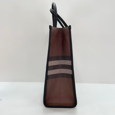 BURBERRY Slim Vertical Denim Tote Tote Bag PVC Brown WS32915