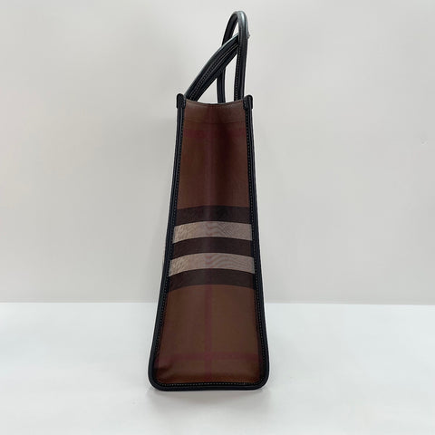 BURBERRY Slim Vertical Denim Tote Tote Bag PVC Brown WS32915