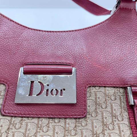 Christian Dior street chic trotter Handbag canvas Red WS32916