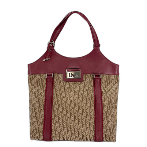 Christian Dior street chic trotter Handbag canvas Red WS32916