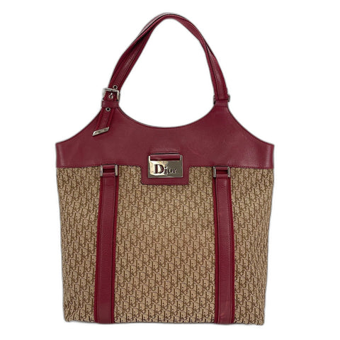Christian Dior street chic trotter Handbag canvas Red WS32916