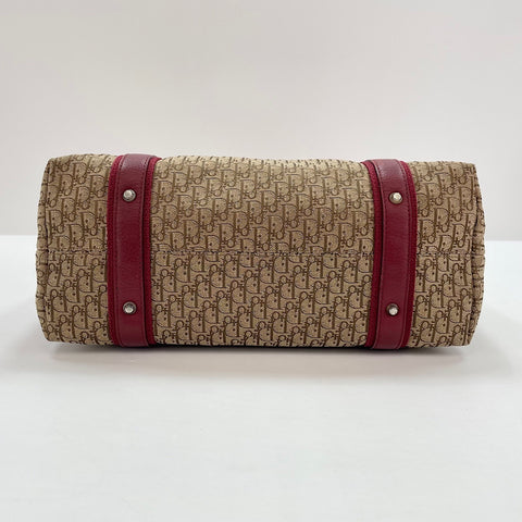 Christian Dior street chic trotter Handbag canvas Red WS32916