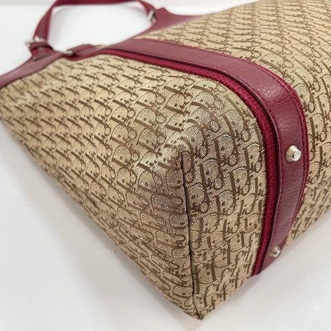 Christian Dior street chic trotter Handbag canvas Red WS32916