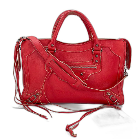 BALENCIAGA The City 2WAY Handbag leather Red WS32918