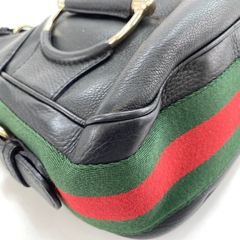 GUCCI Horsebit Shoulder Bag leather black WS32923