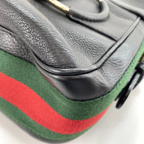 GUCCI Horsebit Shoulder Bag leather black WS32923