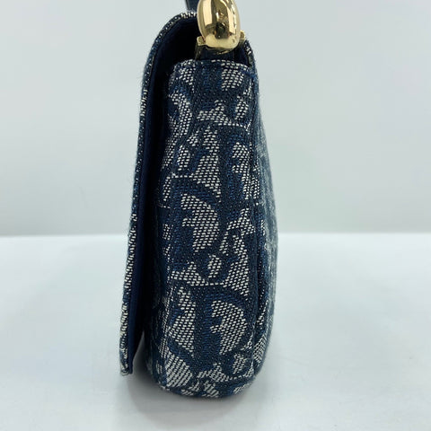 Christian Dior Maris Pearl Trotter Shoulder Bag canvas Navy WS32934