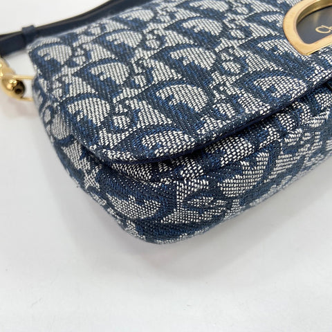 Christian Dior Maris Pearl Trotter Shoulder Bag canvas Navy WS32934