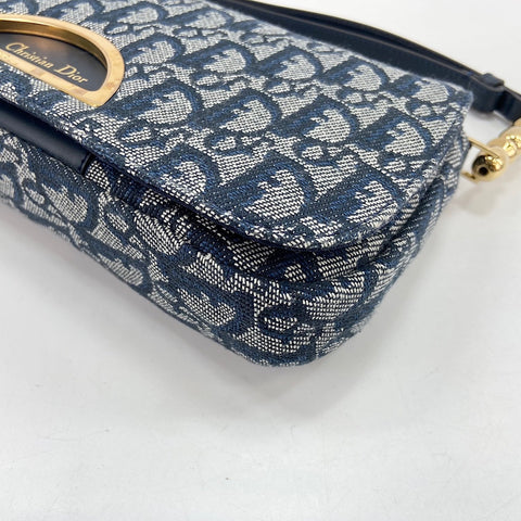 Christian Dior Maris Pearl Trotter Shoulder Bag canvas Navy WS32934