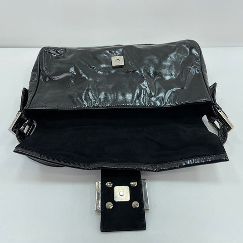 FENDI Mamma bucket Shoulder Bag Patent leather black WS32936
