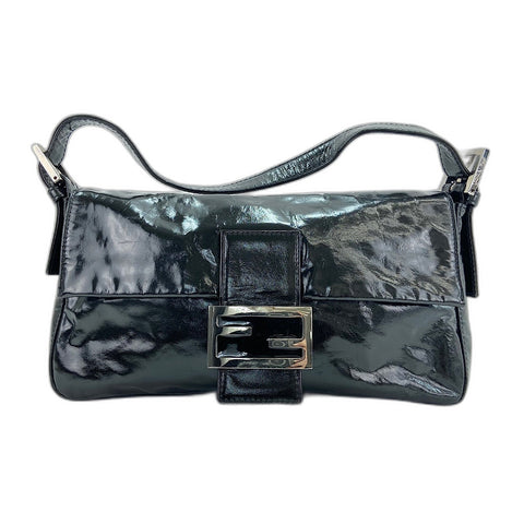 FENDI Mamma bucket Shoulder Bag Patent leather black WS32936