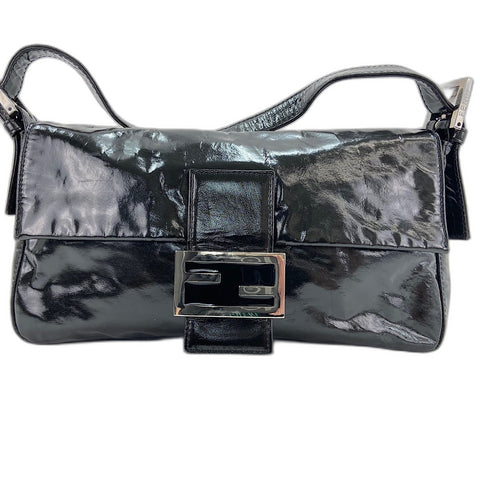 FENDI Mamma bucket Shoulder Bag Patent leather black WS32936