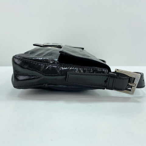FENDI Mamma bucket Shoulder Bag Patent leather black WS32936