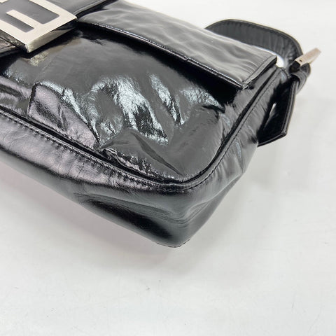 FENDI Mamma bucket Shoulder Bag Patent leather black WS32936