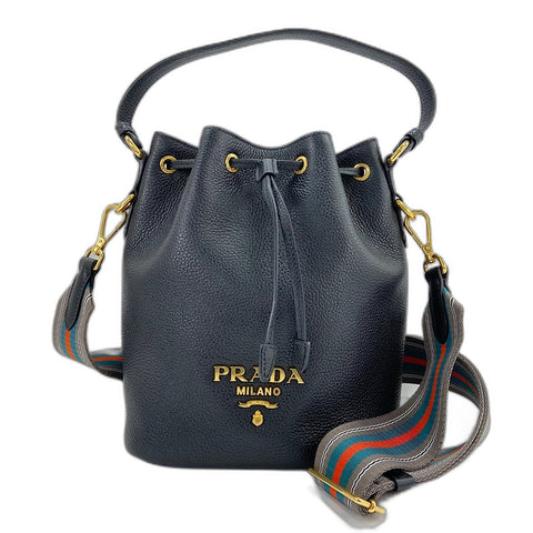 PRADA 2WAY Handbag leather black WS32938