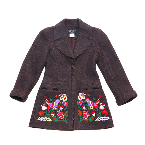 CHANEL Flower Embroidery 40 97A 1997 setup Brown WS3295