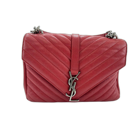 YVES SAINT LAURENT college Shoulder Bag leather Red WS32991