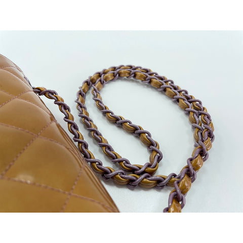 CHANEL Mini Matelasse Shoulder Bag enamel Brown WS32993