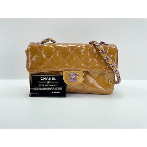 CHANEL Mini Matelasse Shoulder Bag enamel Brown WS32993