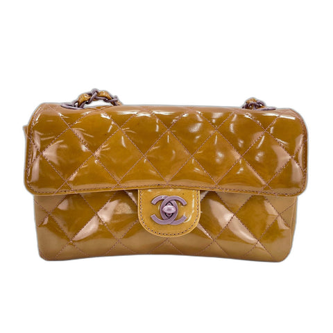 CHANEL Mini Matelasse Shoulder Bag enamel Brown WS32993