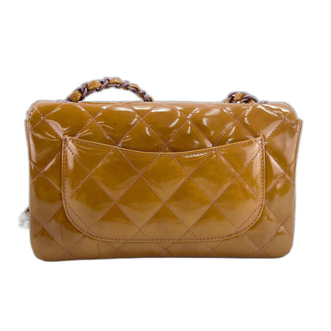 CHANEL Mini Matelasse Shoulder Bag enamel Brown WS32993