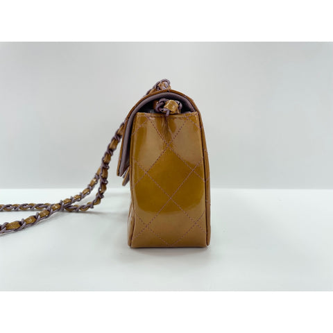 CHANEL Mini Matelasse Shoulder Bag enamel Brown WS32993