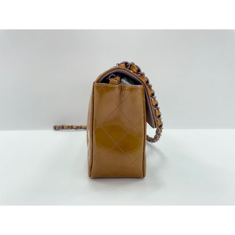 CHANEL Mini Matelasse Shoulder Bag enamel Brown WS32993