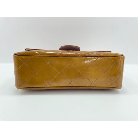 CHANEL Mini Matelasse Shoulder Bag enamel Brown WS32993