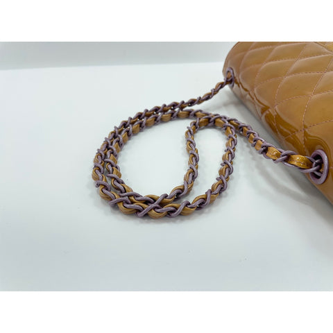 CHANEL Mini Matelasse Shoulder Bag enamel Brown WS32993