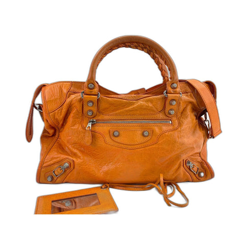BALENCIAGA Giant City Handbag leather Orange WS32998