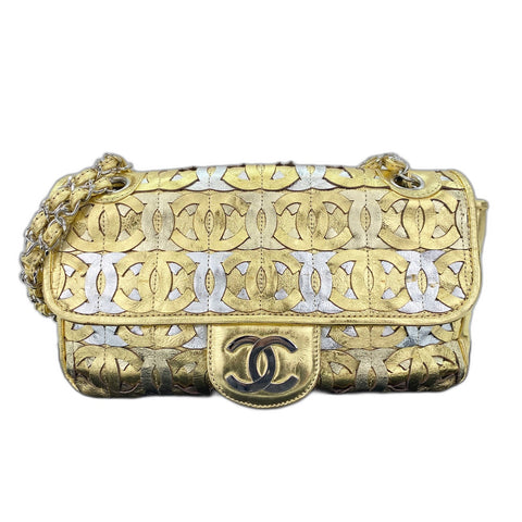 CHANEL Patchwork CC Shoulder Bag lambskin gold WS33007