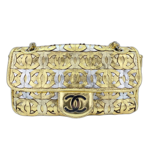 CHANEL Patchwork CC Shoulder Bag lambskin gold WS33007