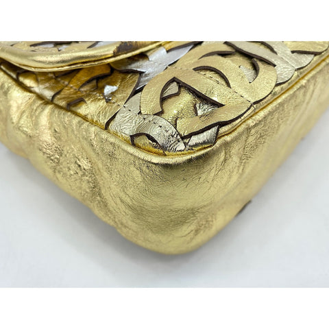 CHANEL Patchwork CC Shoulder Bag lambskin gold WS33007