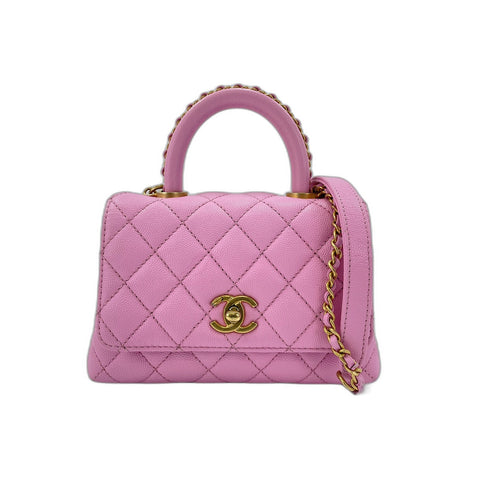 CHANEL Coco Handle Matrasse Handbag pink WS33010