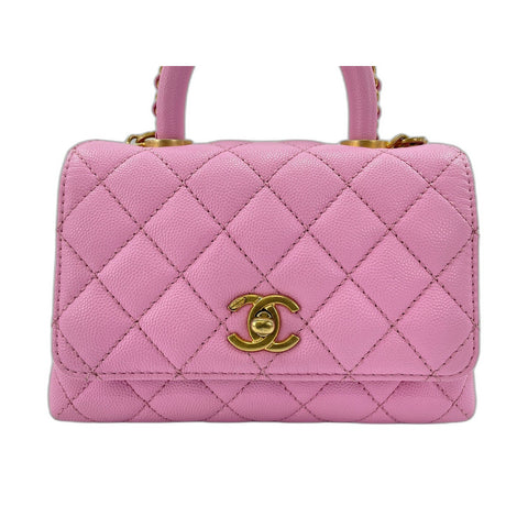 CHANEL Coco Handle Matelasse Handbag pink WS33010