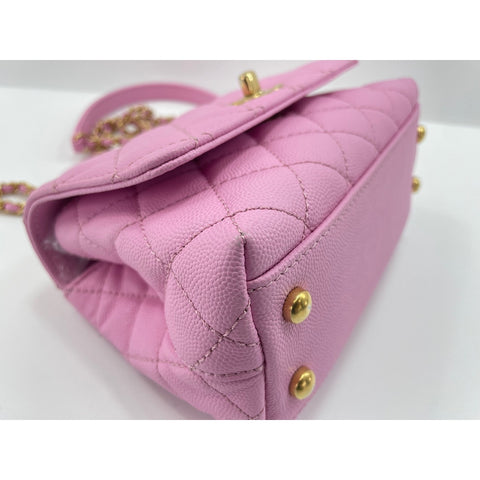 CHANEL Coco Handle Matrasse Handbag pink WS33010