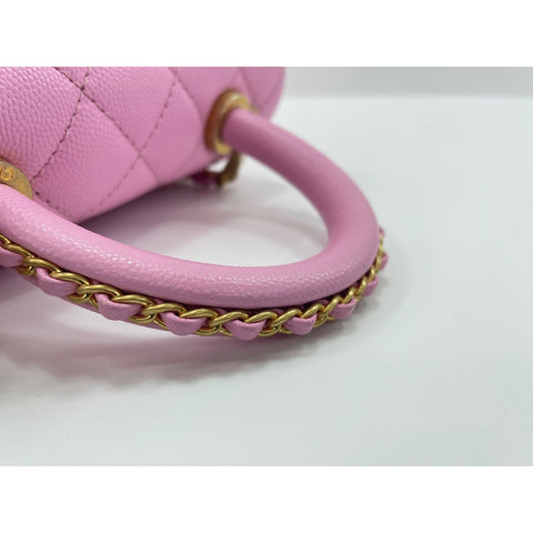 CHANEL Coco Handle Matrasse Handbag pink WS33010