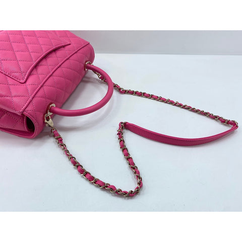 CHANEL Coco Handle Matrasse Handbag pink WS33011