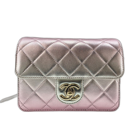 CHANEL Mini Matelasse Shoulder Bag lambskin pink WS33012