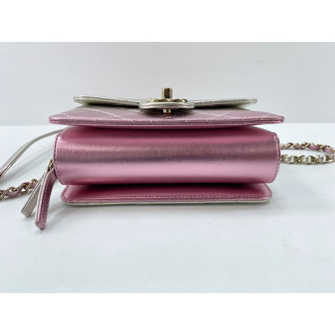 CHANEL Mini Matelasse Shoulder Bag lambskin pink WS33012