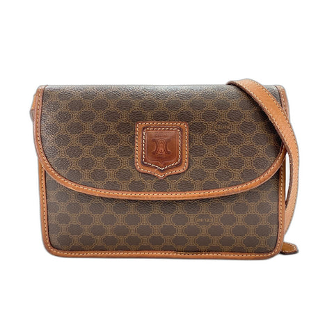 CELINE Shoulder Bag PVC Brown WS33022