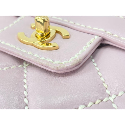 CHANEL Matrasse Handbag lambskin pink WS33024