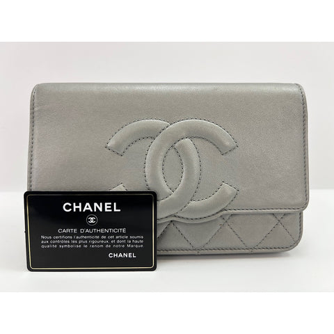 CHANEL Matrasse Shoulder Bag lambskin Silver WS33025