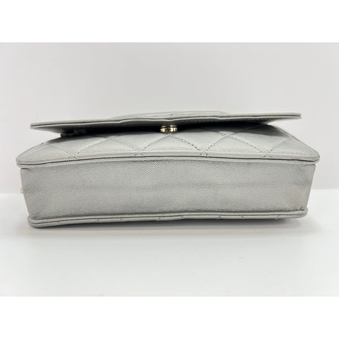 CHANEL Matrasse Shoulder Bag lambskin Silver WS33025
