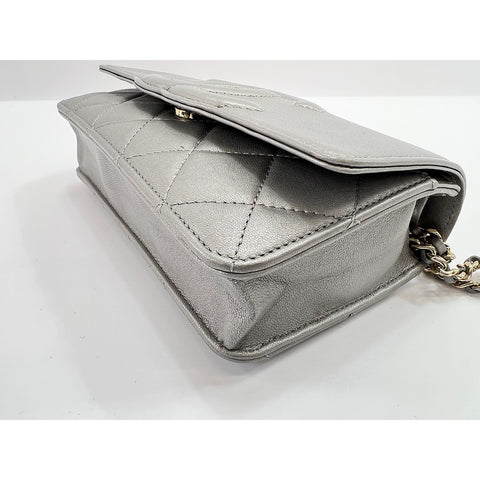 CHANEL Matrasse Shoulder Bag lambskin Silver WS33025